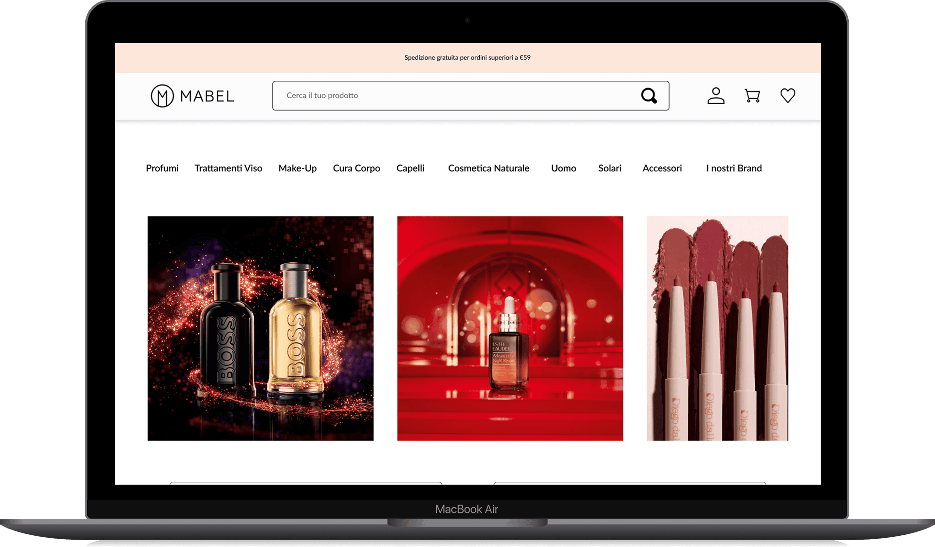 Mabel Profumerie Website Mockup Tablet